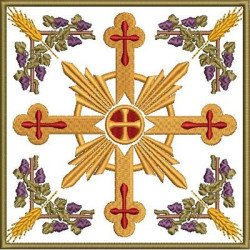 Embroidery Design Altar Cloths Cross With Wheat And Grapes 450