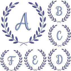 Diseño Para Bordado Alfabeto En Marco De Acacias