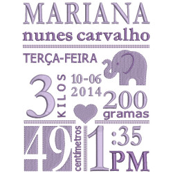 Embroidery Design Personalizable Birth Elephant Baby 2