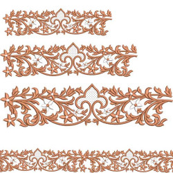 3 Embroidery Designs Floral Arabesco With Fleur De Lis For Pending