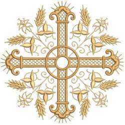 Embroidery Design Cross With Wheat