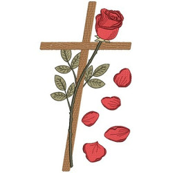 Embroidery Design 30 Cm Cross With Rose