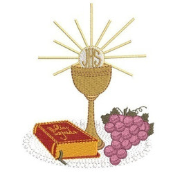 Matriz De Bordado Cálice Com Bíblia E Uvas
