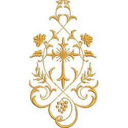Embroidery Design Arabesque Vertical Simple With Cross