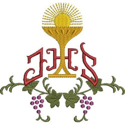 Embroidery Design Jhs With Chalice And Grapes