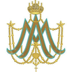 Matriz De Bordado Rosário Mariano Com Coroa 3