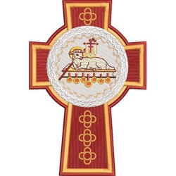 Embroidery Design Cross Decorated With Lamb
