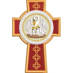 Embroidery Design Pelican Decorated Cross