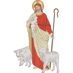 Embroidery Design Jesus Good Shepherd 28 Cm