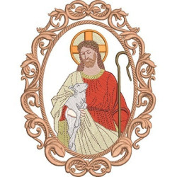 Embroidery Design Jesus Medal Good Shepherd