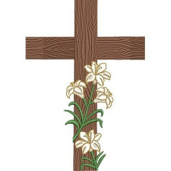 Embroidery Design Large Cross With Lilies