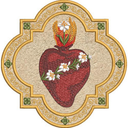 Embroidery Design Applied Frame Castisous Heart Of José 16 Cm