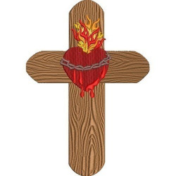 Embroidery Design Cross Sacred Heart Of Jesus