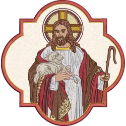 Embroidery Design Jesus Good Shepherd In The Frame