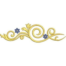 Embroidery Design Golden Arabesc With Flowers