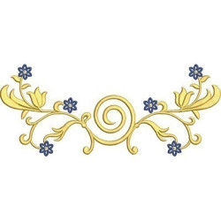 Embroidery Design Golden Arabesc With Flowers 2
