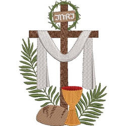 Embroidery Design Palm Sunday Eucharist Cross 2