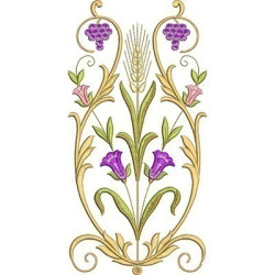 Embroidery Design Wheat And Grapes Floral Arabesc 1