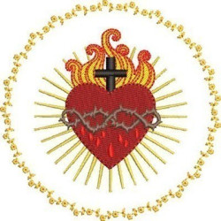 Embroidery Design Sacred Heart Of Jesus In Floral Frame