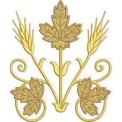 Embroidery Design Arabesques With Wheat And Grape Leaves 2