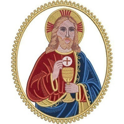 Embroidery Design Jesus Christ Medal With The Consecrated Host