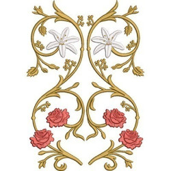 Embroidery Design Arabescic With Roses And Lilies 25 Cm
