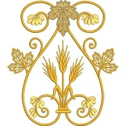 Embroidery Design Arabescics With Wheat And Grape Leaves 4