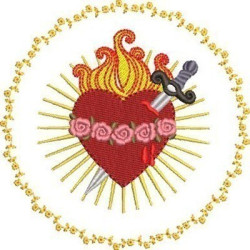 Embroidery Design Immaculate Heart Of Mary In Floral Frame