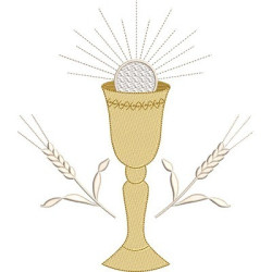 Embroidery Design Chalice With Consecrated Host And Wheat