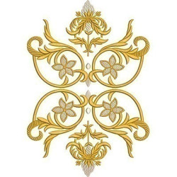 Embroidery Design Golden Arabescics With Pinecone