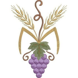 Embroidery Design Bunch Of Grapes With Wheat