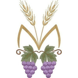 Embroidery Design Bunch Of Grapes With Wheat 2