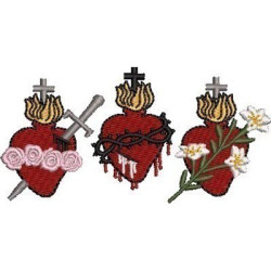 Embroidery Design 3 Sacred  Immaculate And Pastest Hearts