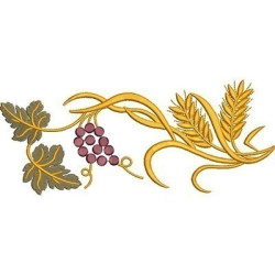 Embroidery Design Wheat And Vertical Grapes With 25 Cm