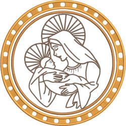 Diseño Para Bordado Medalla María Y Jesús 20 Cm