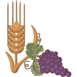 Embroidery Design Chub Of Grapes With Wheat