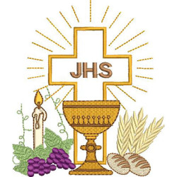 Embroidery Design Chalice With Wheat And Eucharist Grapes 5