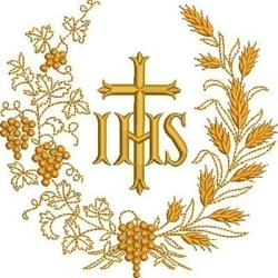 Embroidery Design Jhs With Wheats And Grapes 15 Cm