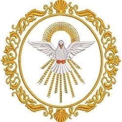 Matriz De Bordado Medalha 13 Cm Com Divino Espírito Santo