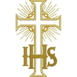 Embroidery Design Cross With Crown Of Thorns Ihs 15 Cm