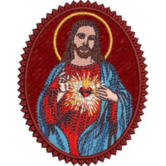 Diseño Para Bordado Medalla Sagrado Corazon De Jesus ​..