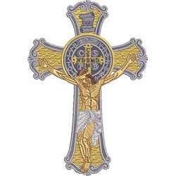 Matriz De Bordado Jesus Crucificado 17 Cm Medalha De São Bento