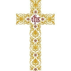 Embroidery Design Complete Decorated Cross Measing 1 Meter By 54 Cm