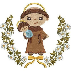 Embroidery Design Saint Anthony Cute In Lilies Frame