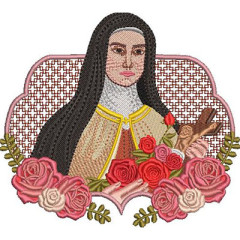 Embroidery Design Saint Therese In The Flower Frame..
