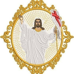 Diseño Para Bordado Medalla Jesús Resucitado 14 Cm
