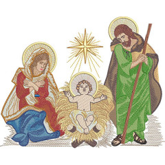 Embroidery Design Holy Family Manger 20 X 25 Cm..