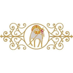 Embroidery Design Lamb In Frame 13x35