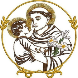 Embroidery Design Saint Anthony Contoured 13 Cm