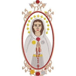 Diseño Para Bordado Medalla Nuestra Señora De La Rosa Mística 21 Cm